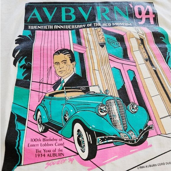 Vintage Auburn Cord Duesenberg Car Museum 1994 Festival Graphic Tee T-Shirt XL - Picture 6 of 11